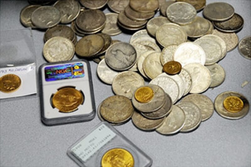 Pile of gold and silver coins