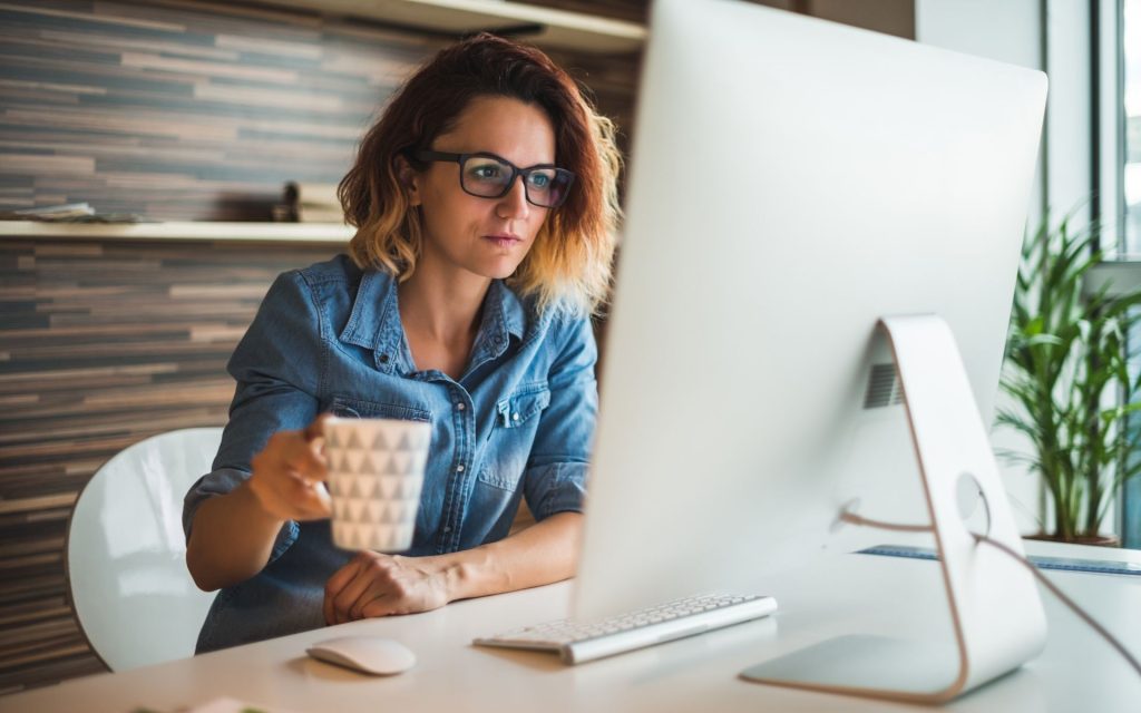 NDP woman at computer