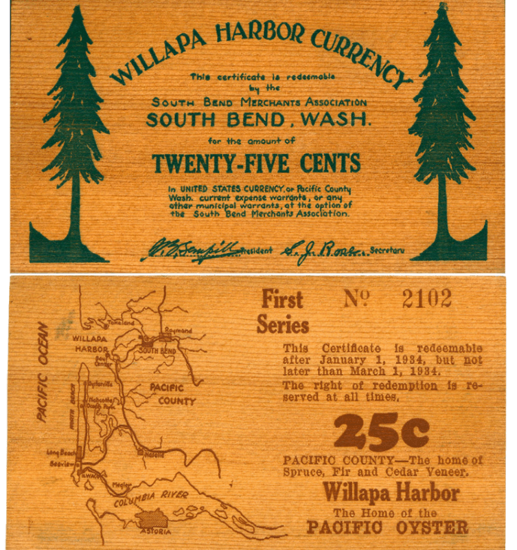 South Bend, WA, 25 Cents Willapa Harbor Currency, South Bend Merchant's Association